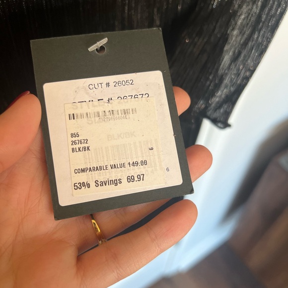 NWT - Marina - Pleated Metallic Knit Shift Dress - Size 6 - Picture 6 of 6